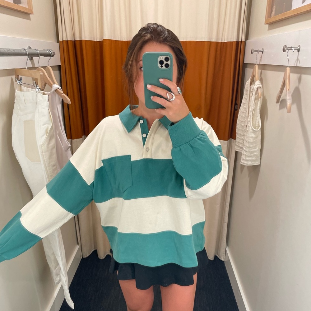 Madewell Green & White Top
